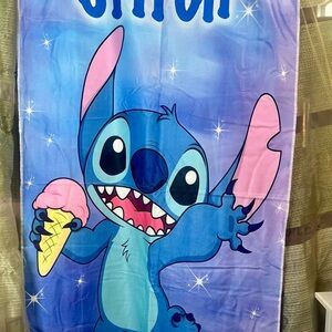 Stitch Character Beach Towel - Blue with Pink Accents